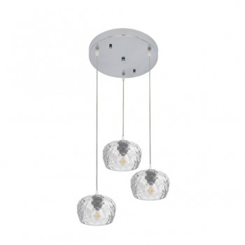 Distribuidor - Lâmpadas Diversas | Lâmpadas Modernas | PLAFON ESTELA 3XE27 CROMO REGX36X36 CM C/TULIPAS CRISTAL TALLADO TRANSPARENTE Ref: 196883020